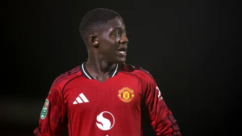 Kobbie Mainoo em ação pela Copa da Liga Inglesa (Foto: George Wood/Getty Images)