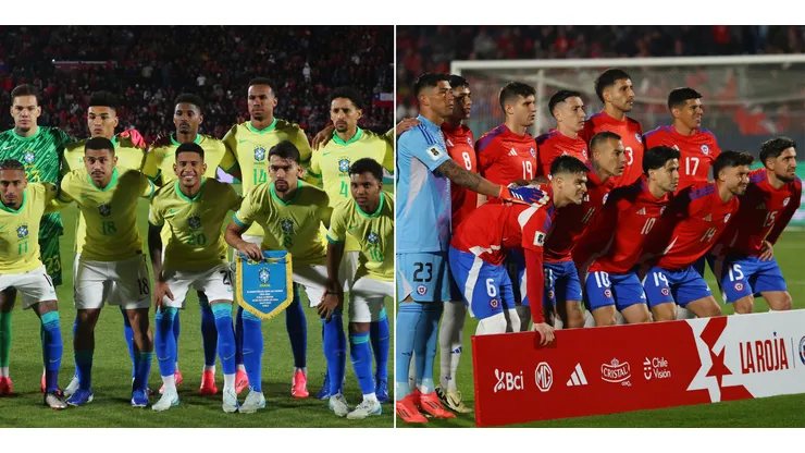 Jogadores da Seleção Brasileira e do Chile (Fotos: Marcelo Hernandez/Getty Images)
