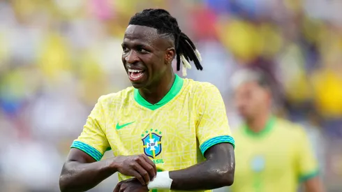 Vinicius Júnior em ação pela Seleção Brasileira. Foto: Rich Storry/Getty Images