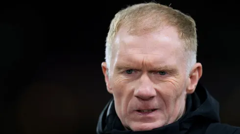Paul Scholes durante transmissão de jogo na Liga Europa (Foto: Carl Recine/Getty Images)