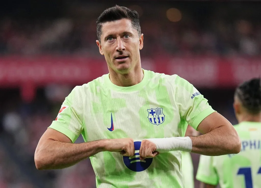Lewandowski está com 37 anos e Barcelona pensa em substituto. Foto: Juan Manuel Serrano Arce/Getty Images