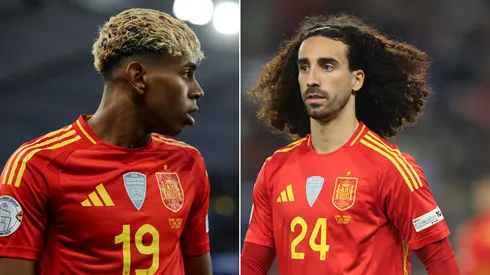 Cucurella do Chelsea e Lamine Yamal, do Barcelona. Jogadores são companheiros na Seleção da Espanha (Fotos: Alex Grimm/Getty Images)
