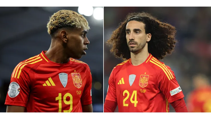Cucurella do Chelsea e Lamine Yamal, do Barcelona. Jogadores são companheiros na Seleção da Espanha (Fotos: Alex Grimm/Getty Images)