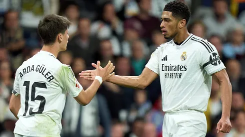 Bellingham e Arda Güler pelo Real Madrid (Foto: Angel Martinez/Getty Images)