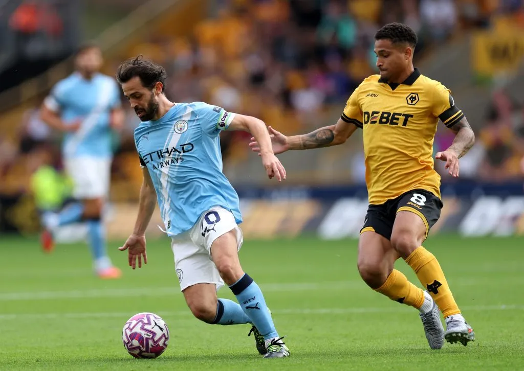 Bernardo Silva em ação pelo Manchester City. Foto: Michael Regan/Getty Images