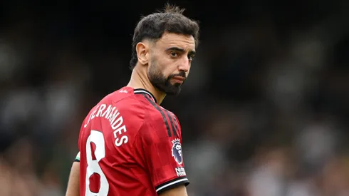 Bruno Fernandes em partida pelo United. Foto: Mike Hewitt/Getty Images