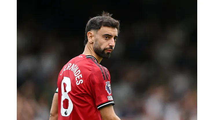 Bruno Fernandes em partida pelo United. Foto: Mike Hewitt/Getty Images