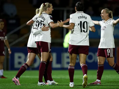 Arsenal goleia o West Ham por 5 a 1 e chega a liderança da Women's Super League