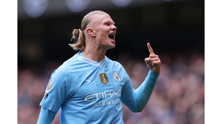 Haaland, craque do Manchester City. (Photo by Alex Livesey/Getty Images)