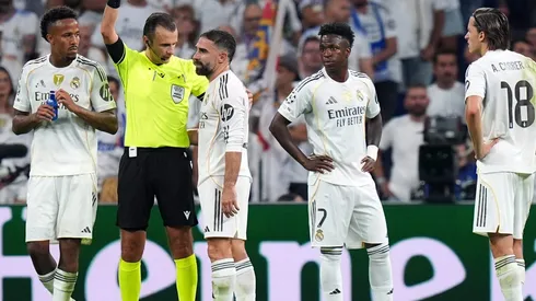 Real Madrid X Olympique de Marseille: Carvajal é expulso na Champions League após dar cabeçada em Rulli. (Photo by Angel Martinez/Getty Images)
