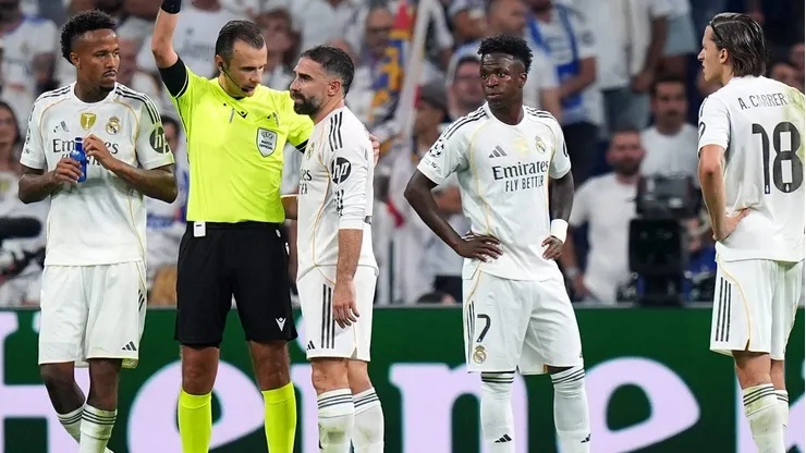 Real Madrid X Olympique de Marseille: Carvajal é expulso na Champions League após dar cabeçada em Rulli. (Photo by Angel Martinez/Getty Images)