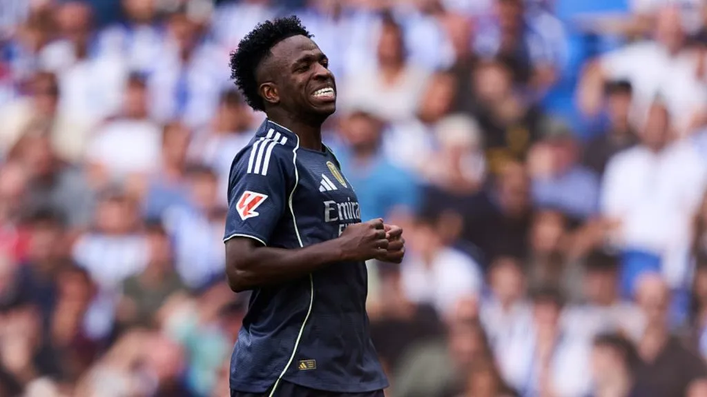 Vini Jr. em ação pelo Real Madrid. Juan Manuel Serrano Arce/Getty Images.