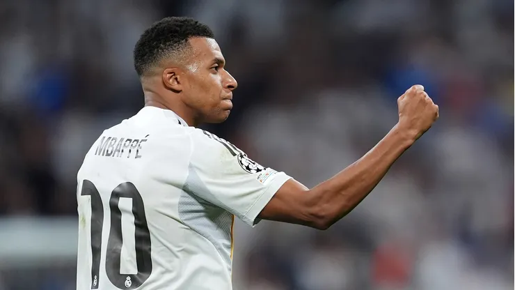 Mbappé comemorando gol pelo Real Madrid. Foto: Mateo Villalba Sanchez/Getty Images