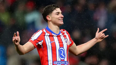 Julián Alvarez comemorando gol pelo Atlético de Madrid. Foto: Florencia Tan Jun/Getty Images