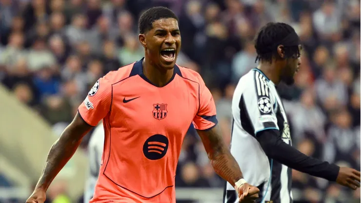 Rashford marcou dois gols em Newcastle X Barcelona. Foto: Clive Mason/Getty Images