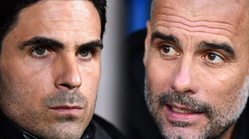Mikel Arteta e Pep Guardiola. Fotos: Justin Setterfield e Alex Broadway