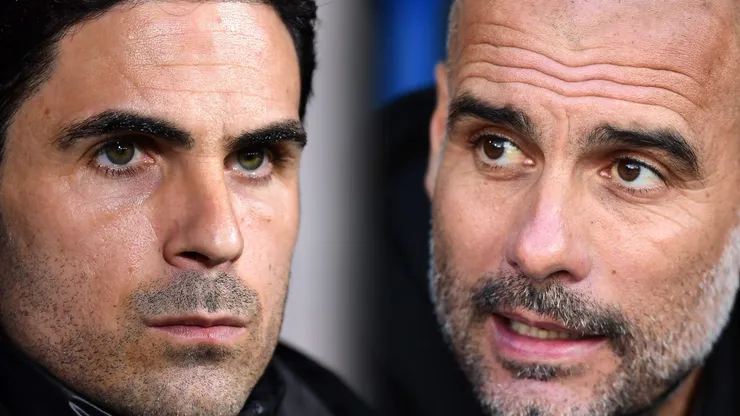 Mikel Arteta e Pep Guardiola. Fotos: Justin Setterfield e Alex Broadway