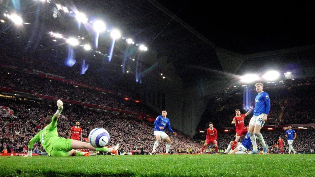 Liverpool x Everton realizado em abril de 2025, em Anfield Road (Foto: Carl Recine/Getty Images)