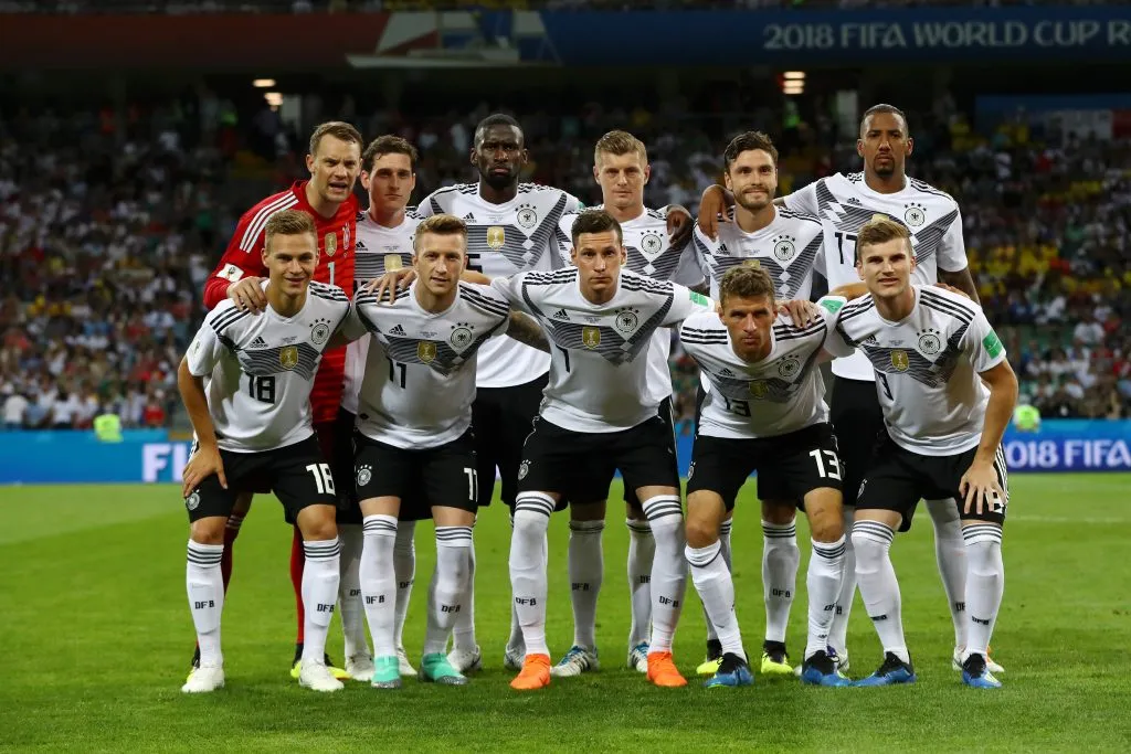 Alemanha posa antes da partida do Grupo F da Copa do Mundo da FIFA Rússia 2018 entre Alemanha e Suécia no Estádio Fisht, em 23 de junho de 2018, em Sochi, Rússia. Foto: Dean Mouhtaropoulos/Getty Images