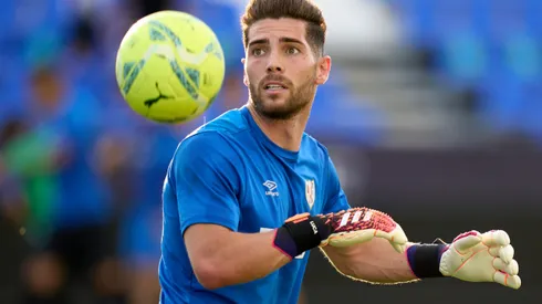 Luca Zidane do Rayo Vallecano se aquece antes da partida dos Playoffs da Liga Smartbank entre CD Leganes e Rayo Vallecano no Estadio Municipal de Butarque em 06 de junho de 2021 em Leganes, Espanha. Foto: Angel Martinez/Getty Images