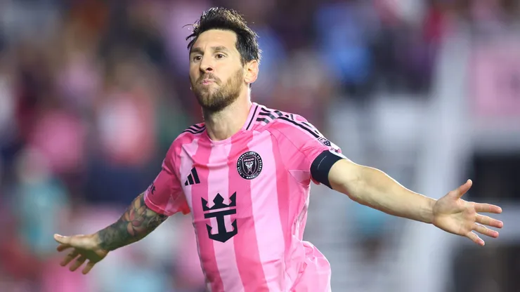 Messi comemorando gol do Inter Miami. Foto: Megan Briggs