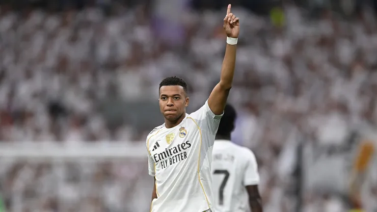 Mbappé comemorando gol pelo Real Madrid. Foto: Denis Doyle/Getty Images