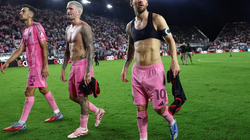 Lionel Messi, camisa 10 do Inter Miami CF, comemora após vencer a partida da MLS entre Inter Miami CF e DC United no Chase Stadium em 20 de setembro de 2025 em Fort Lauderdale, Flórida. Foto: Megan Briggs/Getty Images