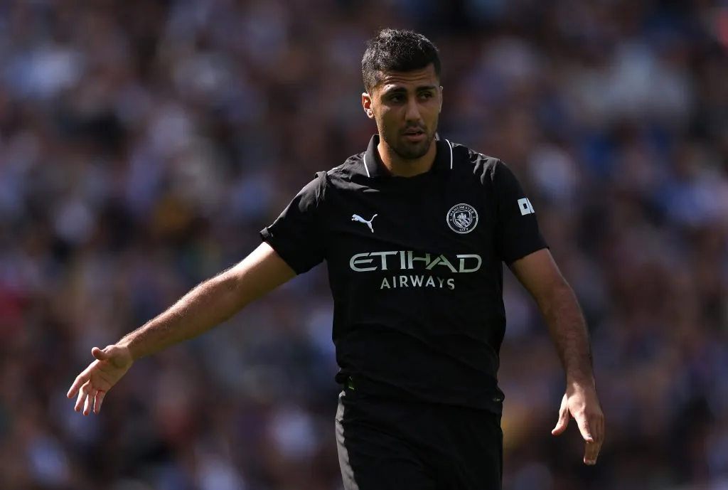 Rodri em ação pelo Manchester City. Foto: Justin Setterfield/Getty Images