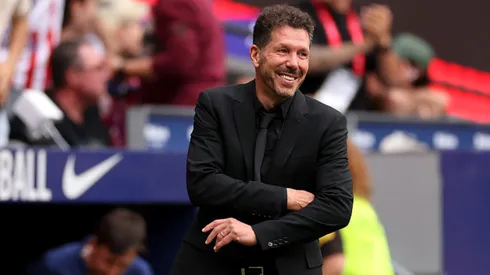 Diego Simeone emocionado após vitória do Atlético de Madrid.