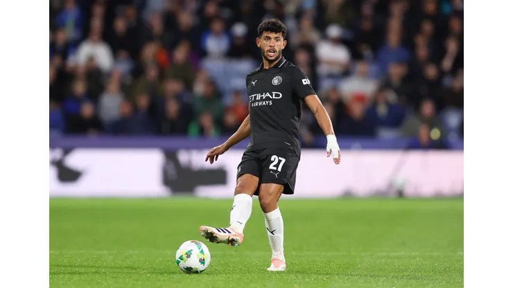 Matheus Nunes em ação pelo Manchester City. (Photo by Matt McNulty/Getty Images)