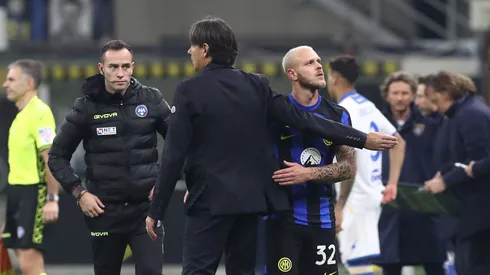 Inzaghi e Dimarco juntos pela Inter de Milão. Foto: Marco Luzzani/Getty Images