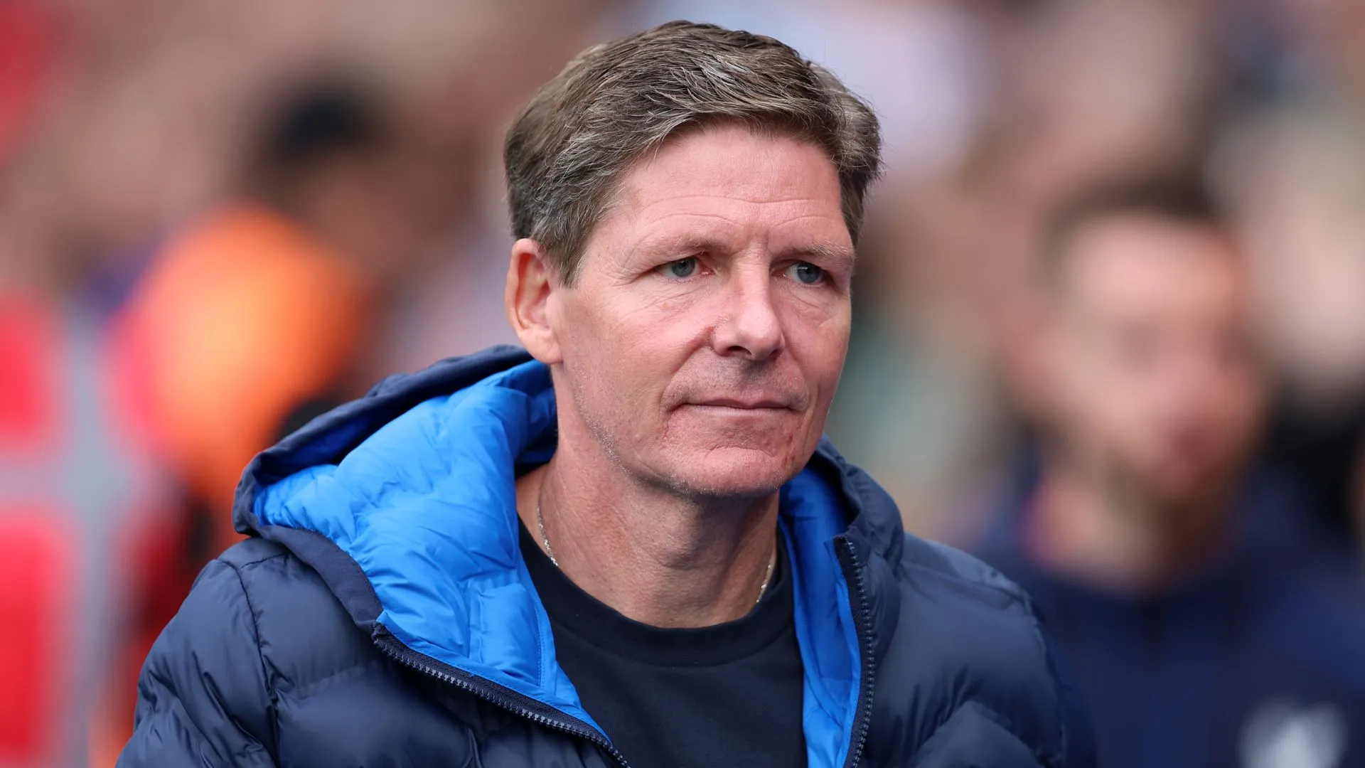 Oliver Glasner em jogo do Crystal Palace. Treinador pode substituir Thomas Frank.