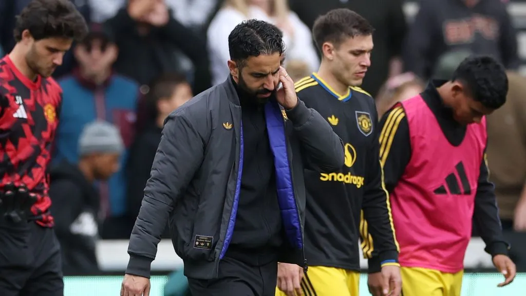 Ruben Amorim na derrota para o Brentford. Foto: Richard Pelham/Getty Images