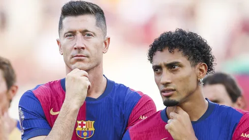 Lewandowski e Raphinha (Foto: Eric Alonso/Getty Images)