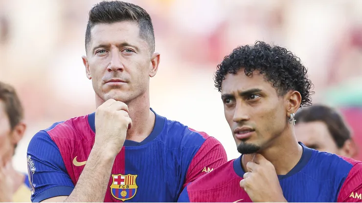 Lewandowski e Raphinha (Foto: Eric Alonso/Getty Images)