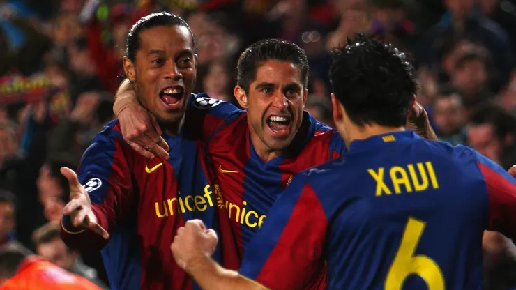 Ronaldinho Gaúcho durante jogo da Champions (Foto: Michael Steele/Getty Images)