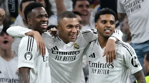 Mbappé, Rodrygo e Vini Jr no Real Madrid (Foto: Denis Doyle/Getty Images)