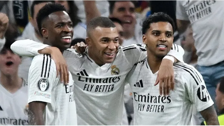 Mbappé, Rodrygo e Vini Jr no Real Madrid (Foto: Denis Doyle/Getty Images)