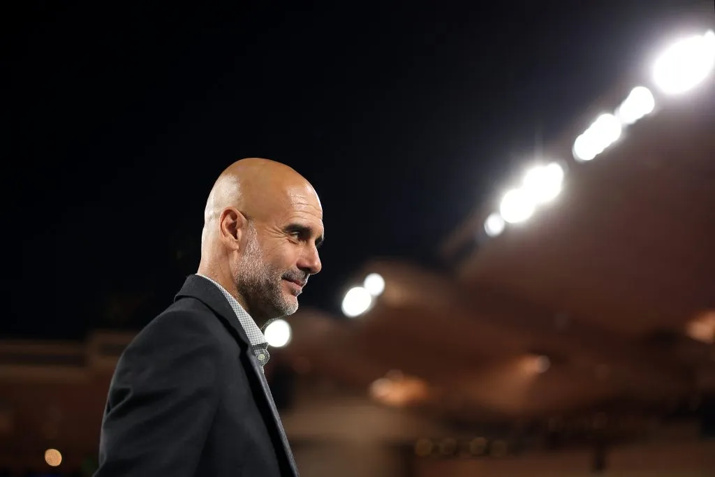 Pep Guardiola pode repetir a escalação que enfrentou o Monaco, pela Champions League, pelo último jogo da equipe. Haaland deve ser titular, mas Marmoush ainda segue como dúvida. (Foto: Alex Pantling/Getty Images)