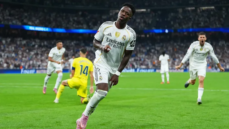 Vini Jr comemorando gol pelo Real Madrid. Foto: Angel Martinez