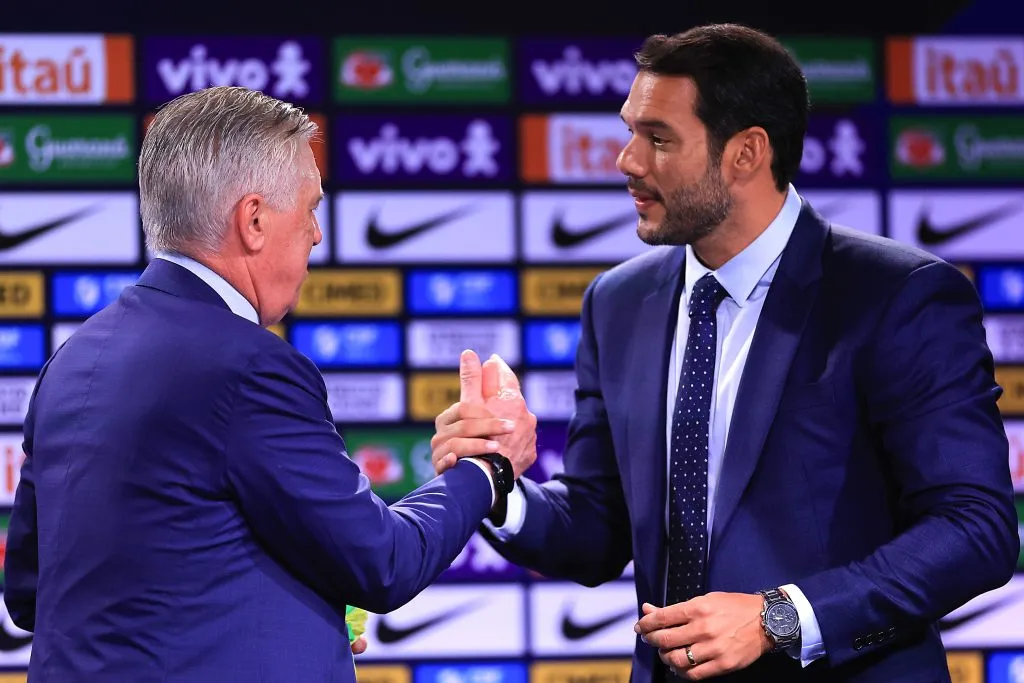 Carlo Ancelotti e Samir Xaud, presidente da CBF – Photo by Buda Mendes/Getty Images