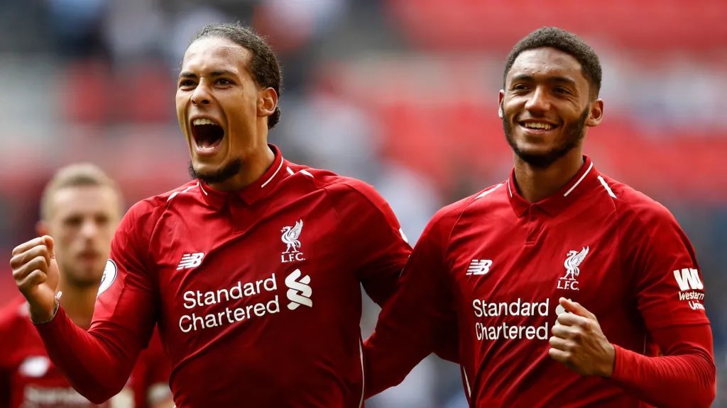Virgil van Dijk e Joe Gomez pelo Liverpool. (Foto: Julian Finney/Getty Images)