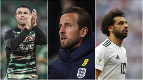 Cristiano Ronaldo, Harry Kane e Mohamed Salah: Craques devem estar na Copa de 2026 - Fotos: Carlos Rodrigues/Getty Images, Catherine Ivill/Getty Images e Mike Hewitt/Getty Images