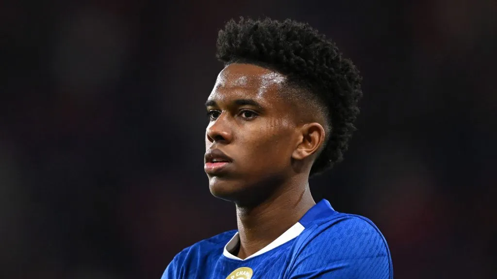 Estêvão em jogo do Chelsea (foto: Mike Hewitt/Getty Imagens)