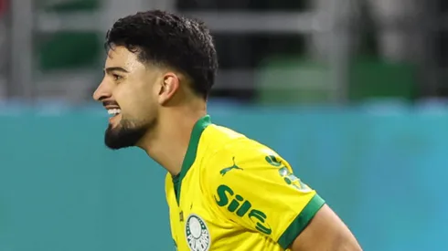 O centroavante Flaco López comemora gol pelo Palmeiras (Cesar Greco/Palmeiras/by Canon)