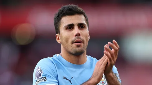 Rodri, jogador do Manchester City. Guardiola ainda não sabe quando poderá contar com o volante. (Foto: Justin Setterfield/Getty Images)