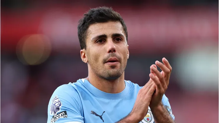 Rodri, jogador do Manchester City. Guardiola ainda não sabe quando poderá contar com o volante. (Foto: Justin Setterfield/Getty Images)