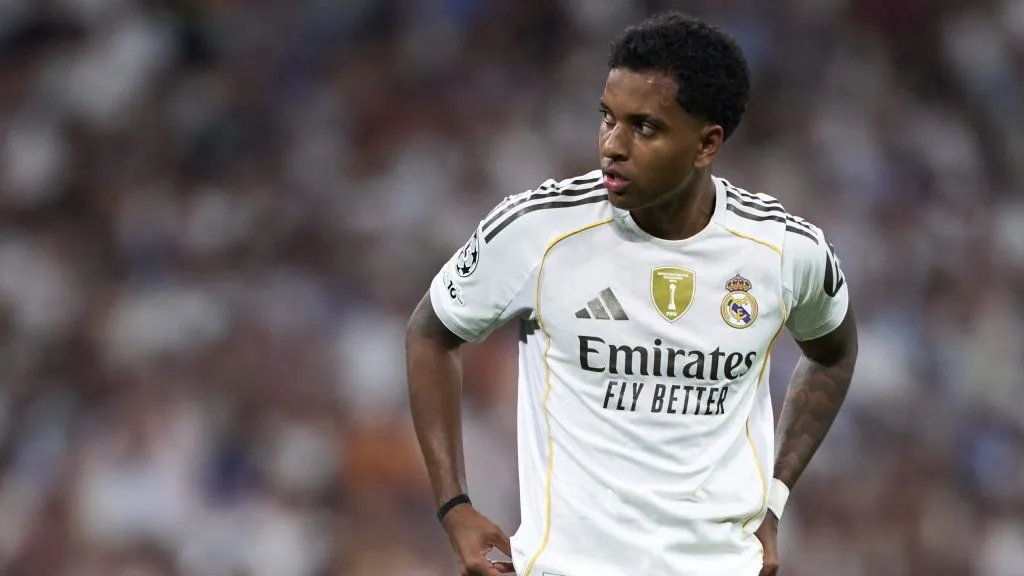 Rodrygo em jogo do Real Madrid de Xabi Alonso. Foto: Mateo Villalba Sanchez/Getty Images