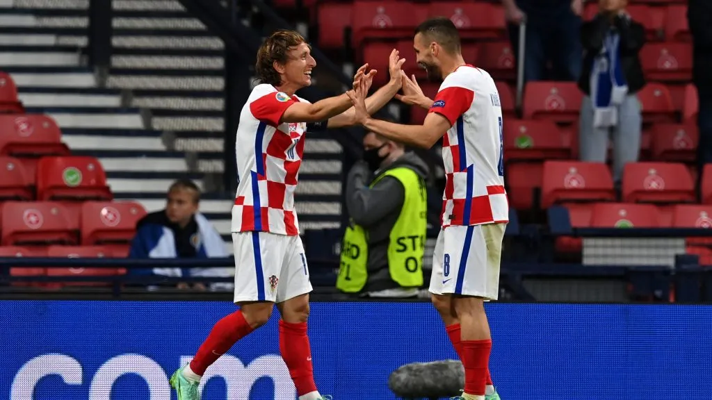 Luka Modric e  Mateo Kovacic juntos na Seleção Croata. Foto: Paul Ellis - Pool/Getty Images