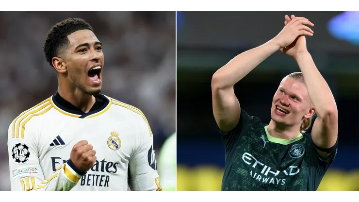 Bellingham, jogador do Real Madrid e Haaland, do City, foram citados pelo treinador Edin Terzic para ganharem a Bola de Ouro no futuro. (Foto: Clive Brunskill/Getty Images) e (Foto: David Ramos/Getty Images)